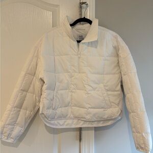 Women's White Quarter Zip Puffer Jacket